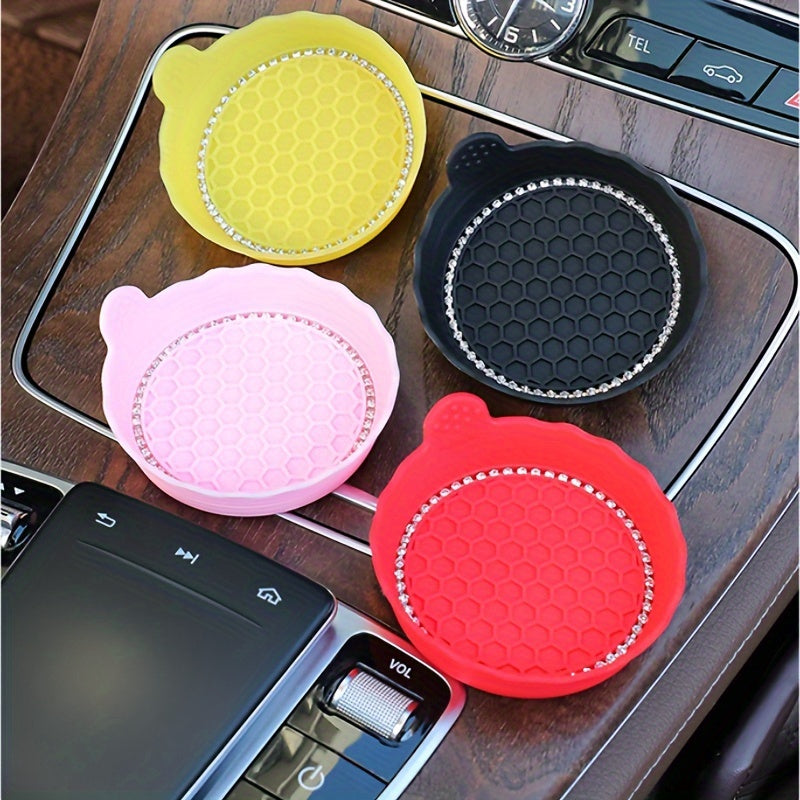 2 Pack Crystal Rhinestone Car Cup Coasters Non-Slip Easy-Clean Drink Holders
