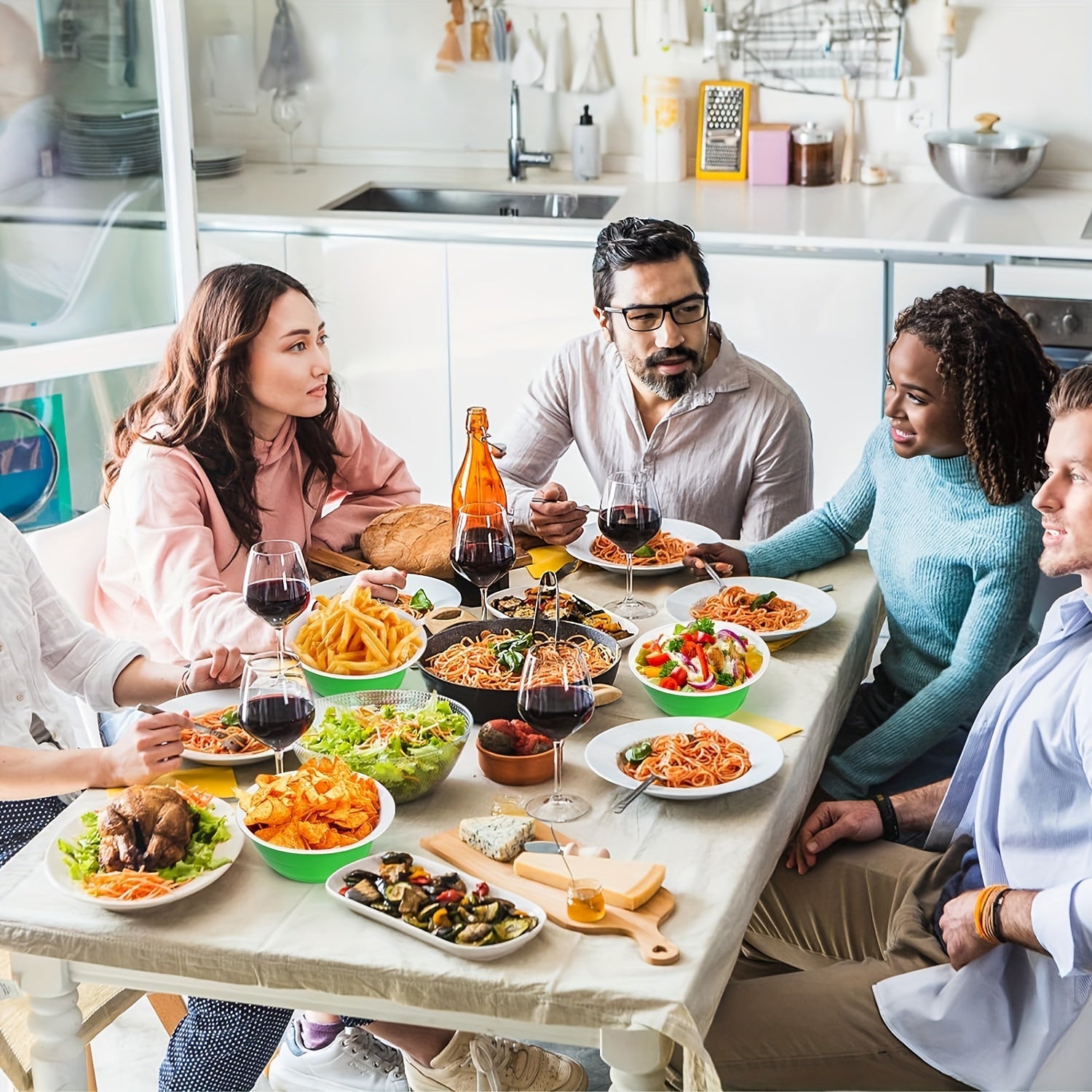 30-штук зеленых пластиковых мисок для закусок объемом 13 унций, одноразовые, для вечеринок и салатов