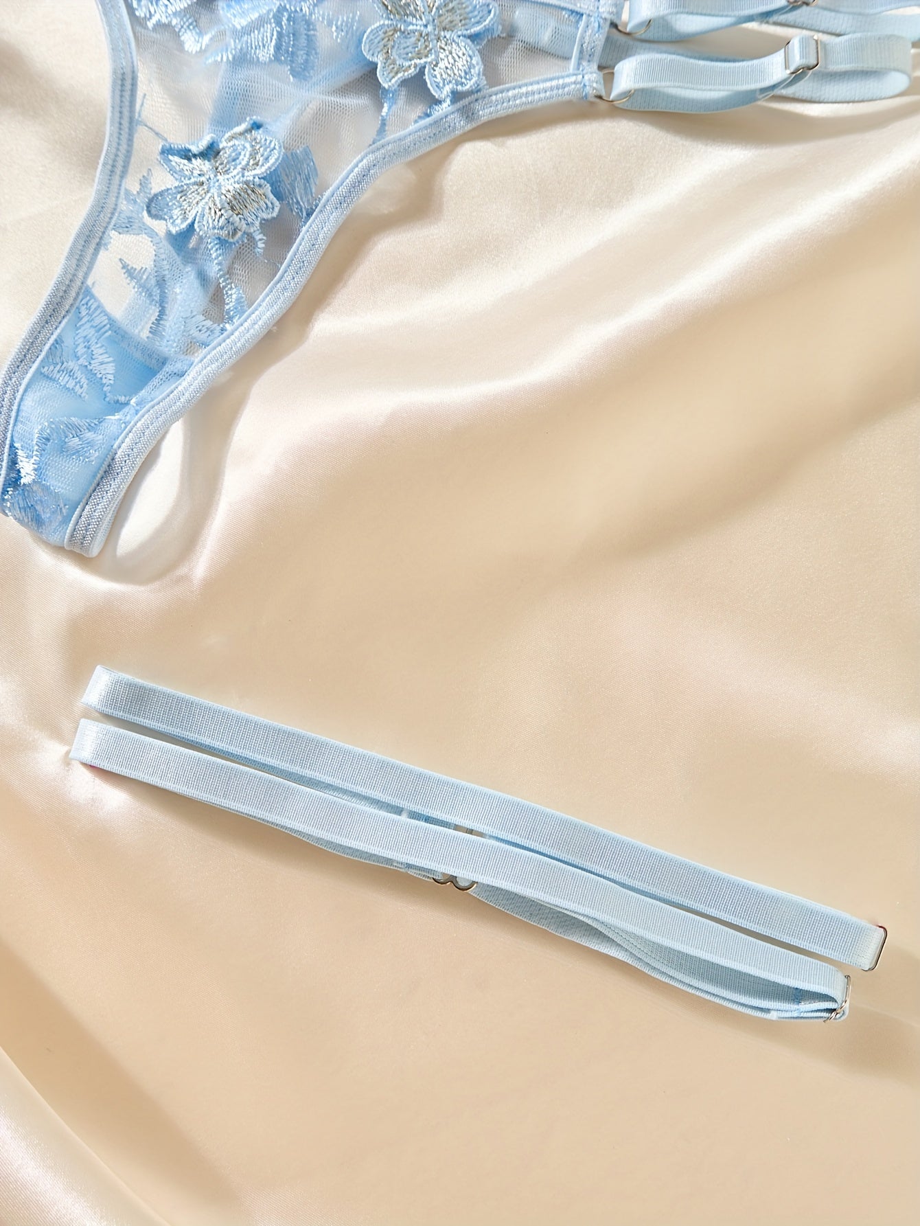 Women's Lace Mesh Lingerie Set with Cross Back Design and Body-Hugging Fit