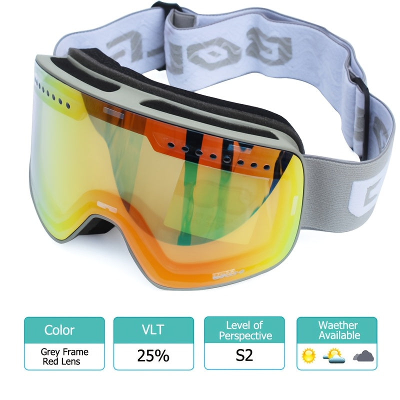 Adult Ski Goggles Mirrored Double Layer Lens TPU Frame for Snowboarding and Ice Skating