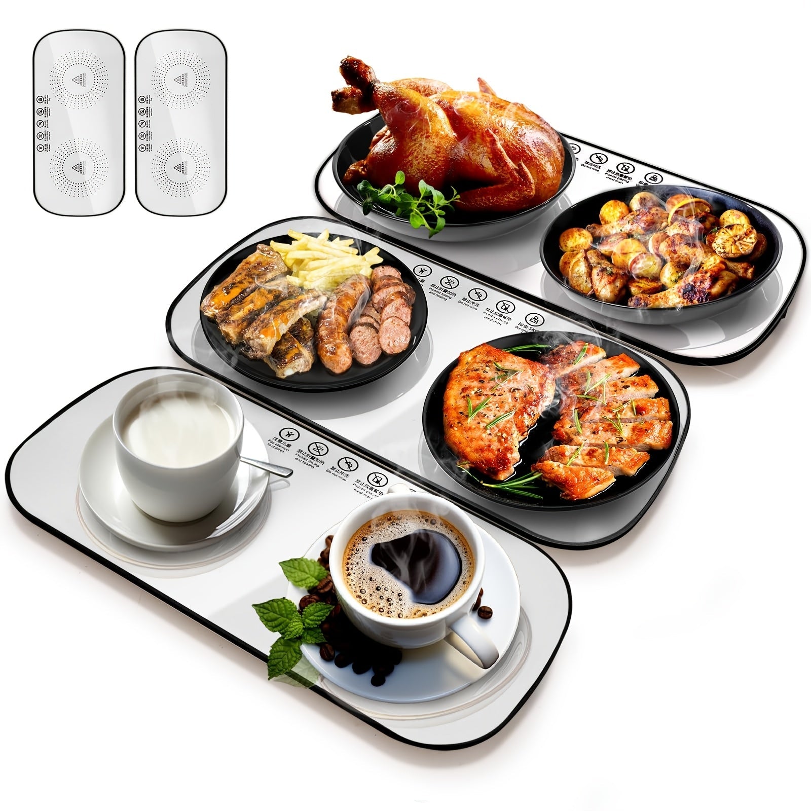 2 Pack Food Warmer with Electric Warming Tray and Graphene Heating Film for Fast Heating