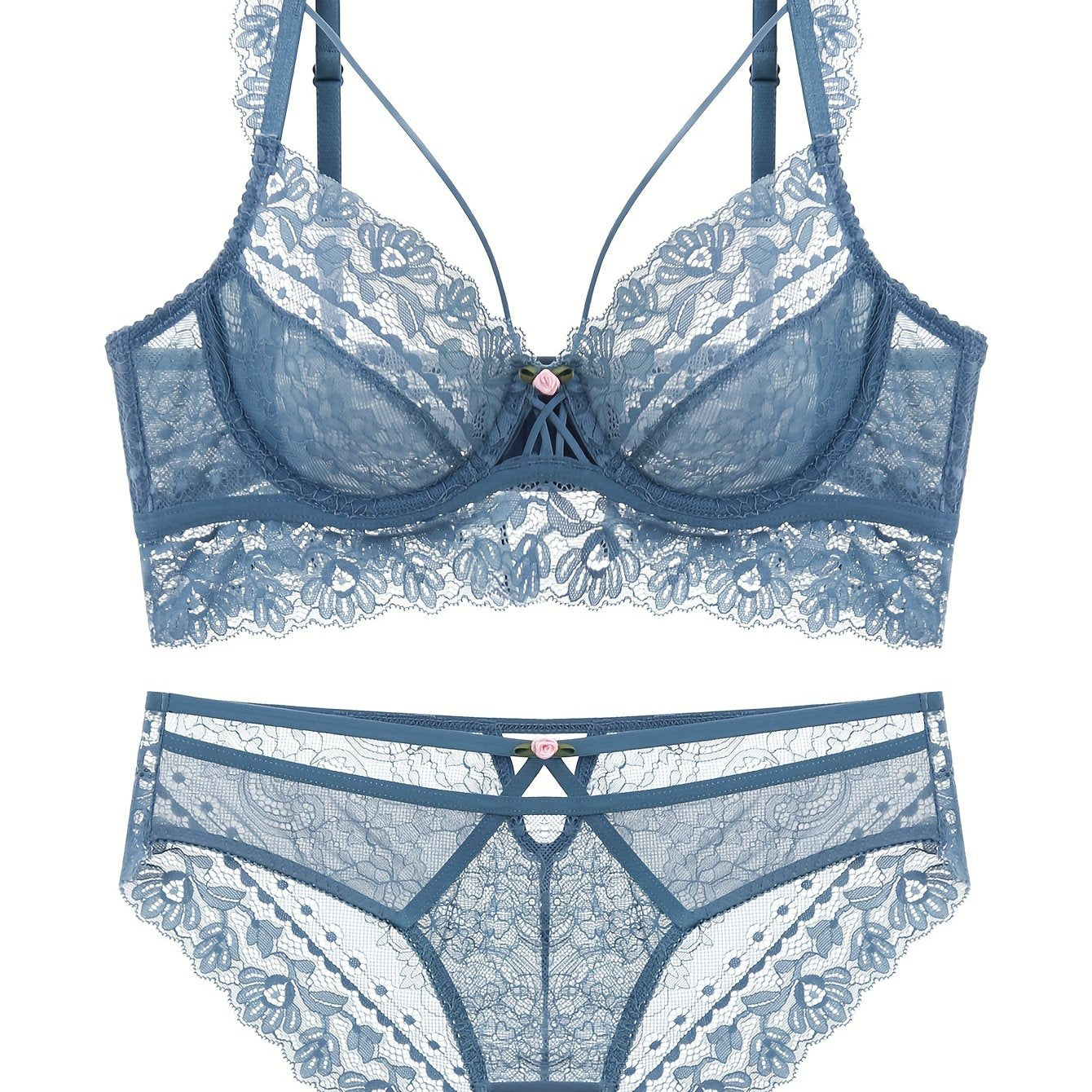 Women's Floral Lace Lingerie Set, Elegant, Comfortable, Soft Fabric