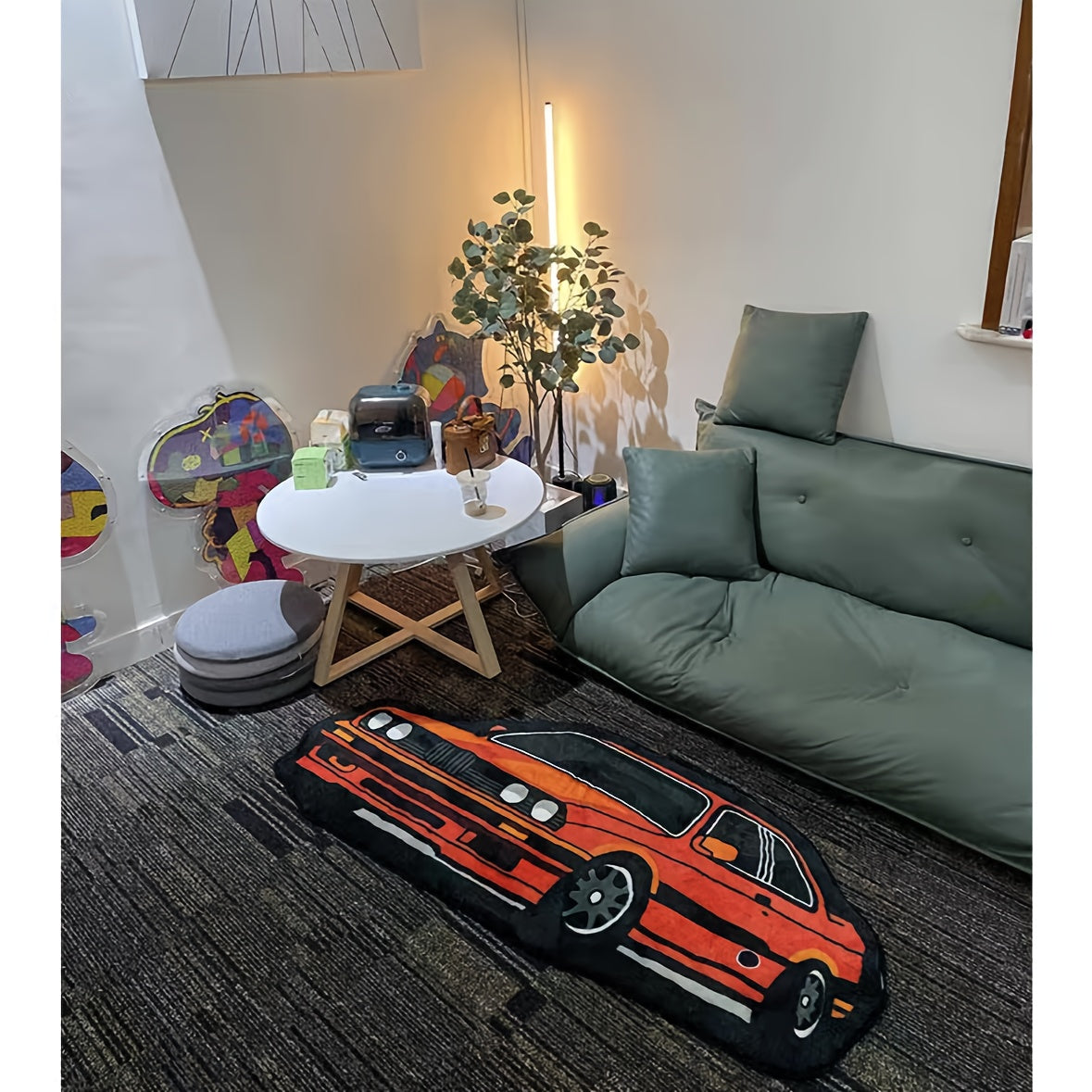 Zamonaviy Graffiti Dizayni Qizil Joy Gilami - Yotoqxona, O'tirish xonasi yoki O'yin maydoni uchun Oson tozalanadigan Polyester Gilam - Yorqin Rang, Dog'ga chidamli, Kam parvarish talab qiladigan Gilam sizning uyingiz uchun