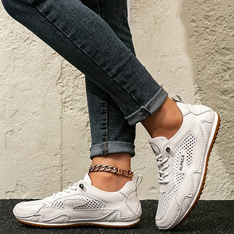 Women Breathable Mesh Sports Shoes Lightweight Slip-Resistant Casual Sneakers White Black