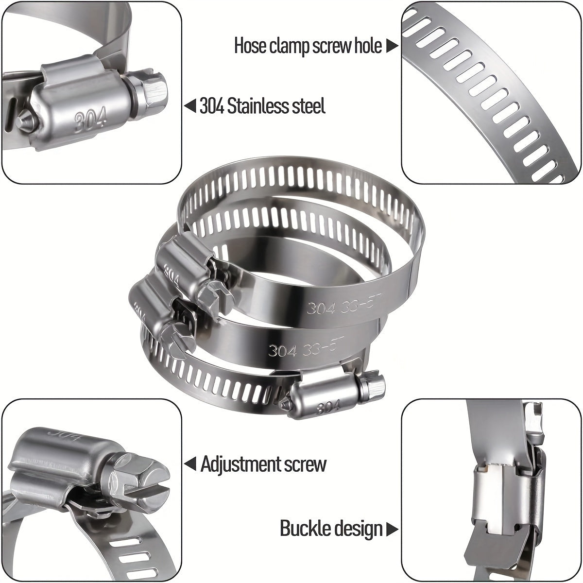 Kit de surtido de abrazaderas de manguera de acero inoxidable 10-25 piezas ajustables de tornillo sin fin para fontanería automotriz