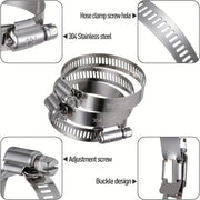 Kit de surtido de abrazaderas de manguera de acero inoxidable 10-25 piezas ajustables de tornillo sin fin para fontanería automotriz