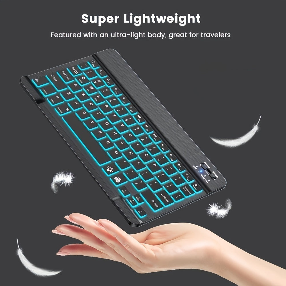 Wireless Mini Keyboard with RGB Backlight Rechargeable Battery for iPad Phone Tablet