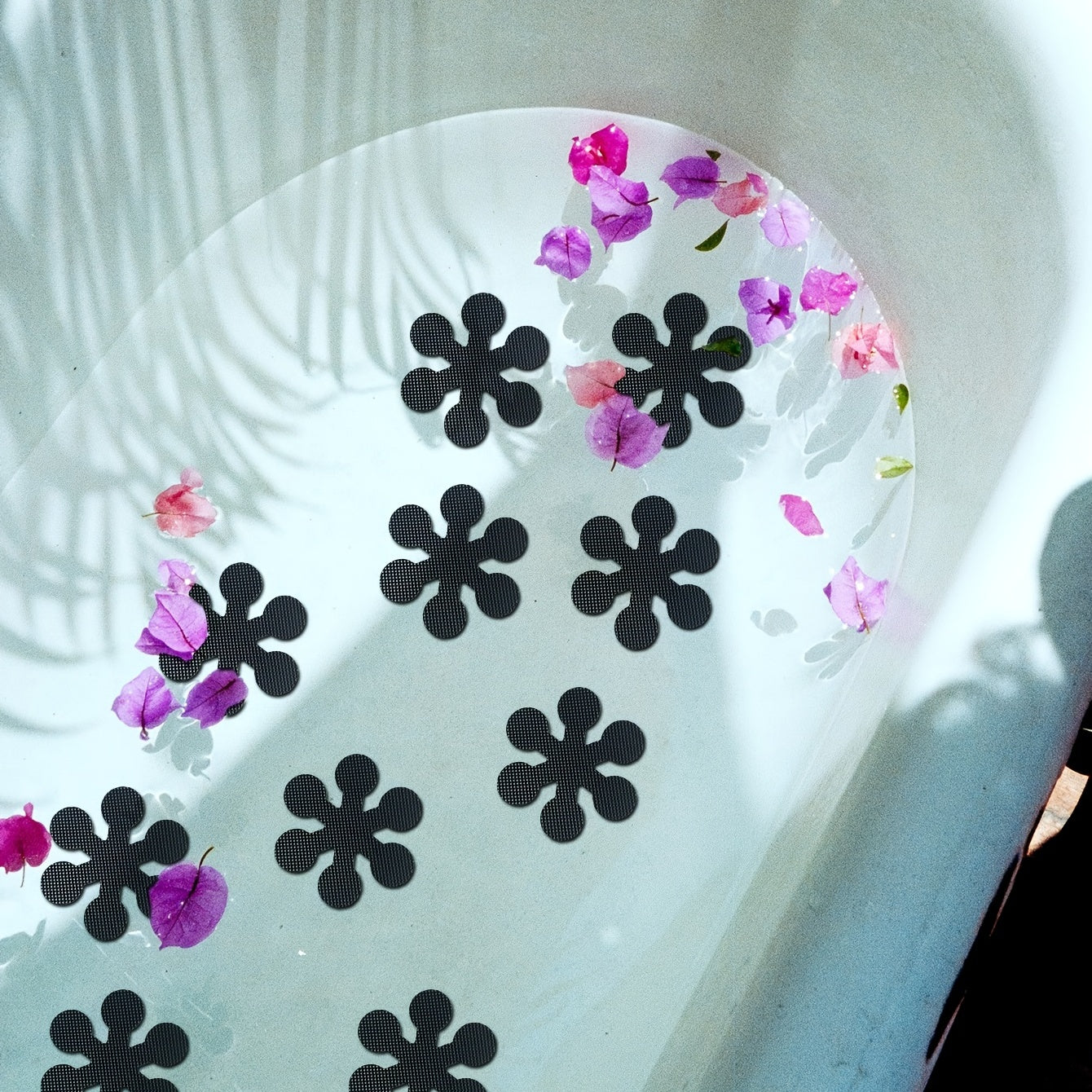 Set of 10 Non-slip Flower-Shaped Bathtub Stickers for Bathroom and Shower Safety