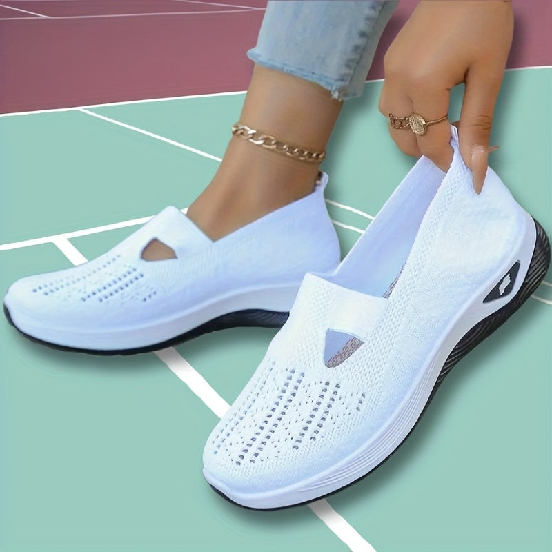 Ayollar uchun nafas oluvchi tarmoqli slip-on sport poyabzali, kundalik yurish uchun, turli ranglarda