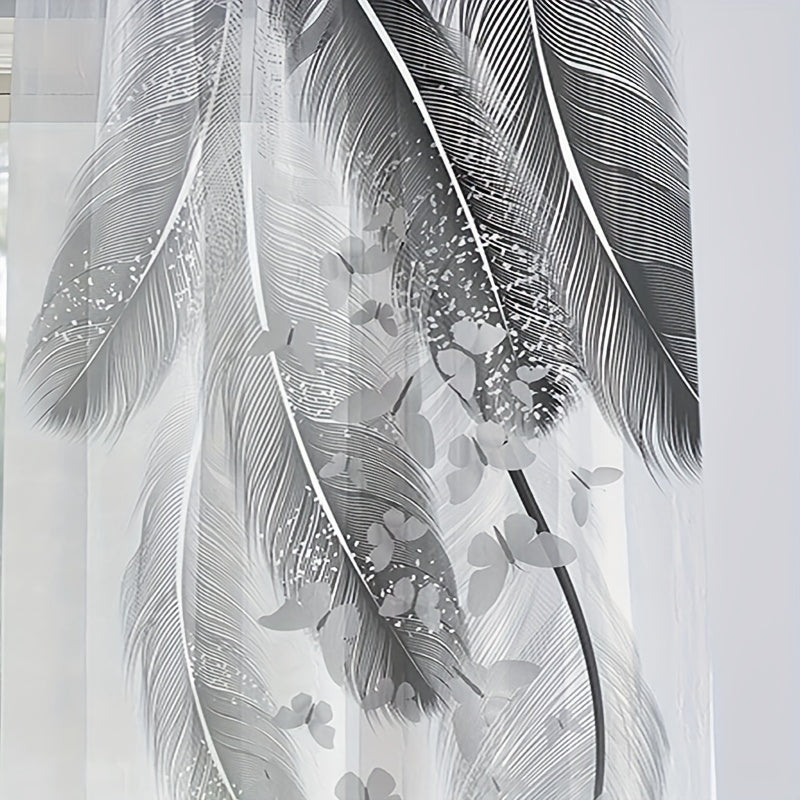 Set of 2 Feather Print Curtains for Bedroom Living Room Office Kitchen
