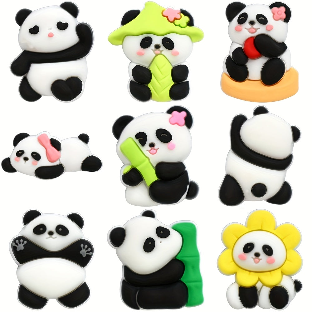 Unisex PVC Panda Shoe Charms Set, Black Eye Animal Shoe Accessories