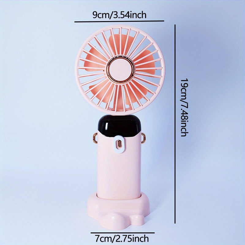 Rechargeable Pink Handheld Fan with 5-Speed LED Display, Portable and Foldable