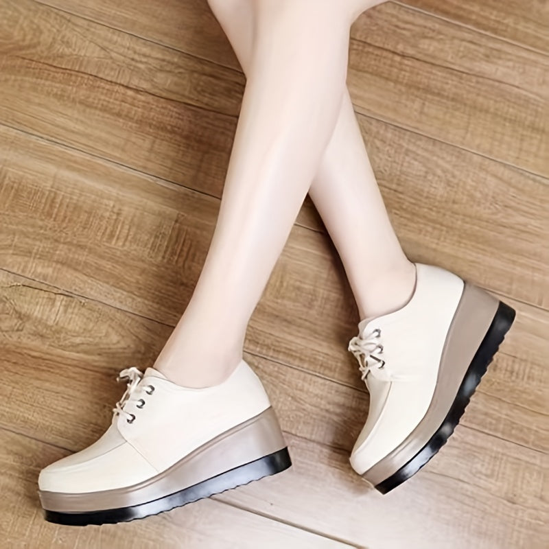 Women's Low Top Sneakers Solid Color Lace-Up All-Season PU Sole