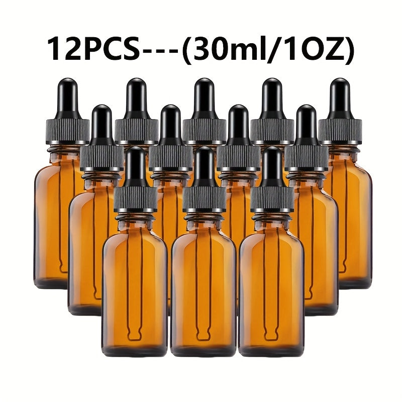 Botellas de vidrio ámbar con cuentagotas de 30ml y 60ml, conjunto con cuentagotas de vidrio azul para cosméticos, perfumes y aceites esenciales