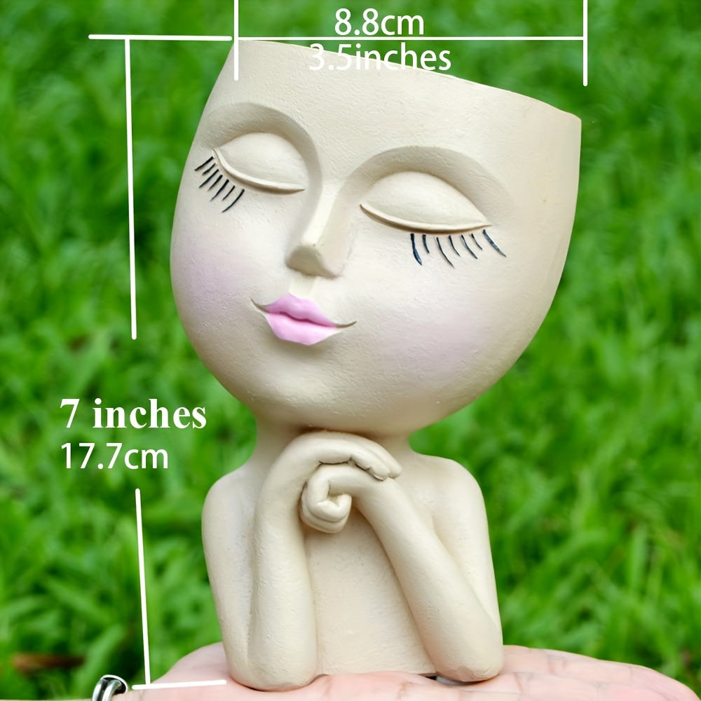 Resin Decorative Facial Vase for Home Office Garden Christmas Halloween Gift