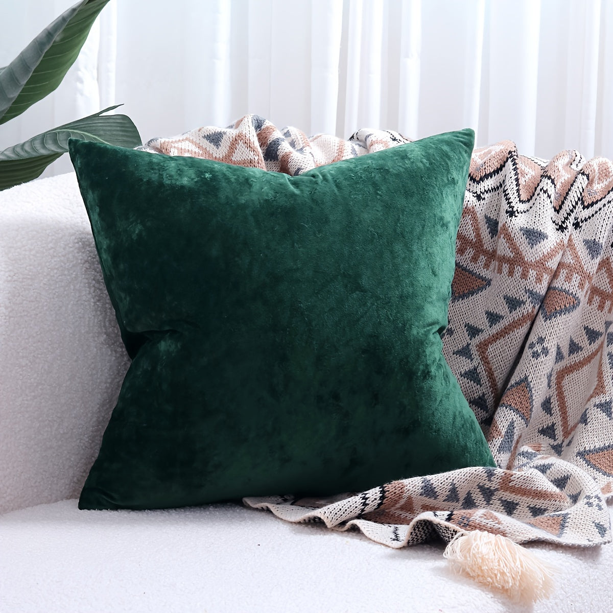 Velvet Throw Pillow Cover with Speckled Texture for Sofa and Bed 100% Polyester