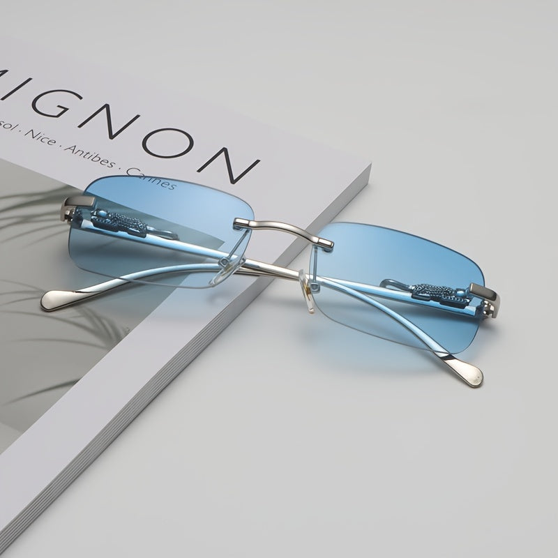 Yoshlar uchun Rimless metall kvadrat ko‘zoynaklar yozgi sayohat va haydash uchun