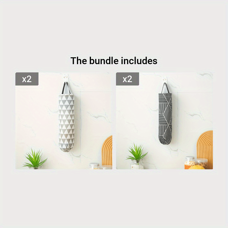 Hanging Storage Bag with Geometric Pattern for Kitchen Wall Mounting
