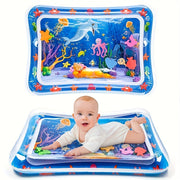 Baby Water Play Mat Inflatable Tummy Time Water Mat for Sensory Development Blue