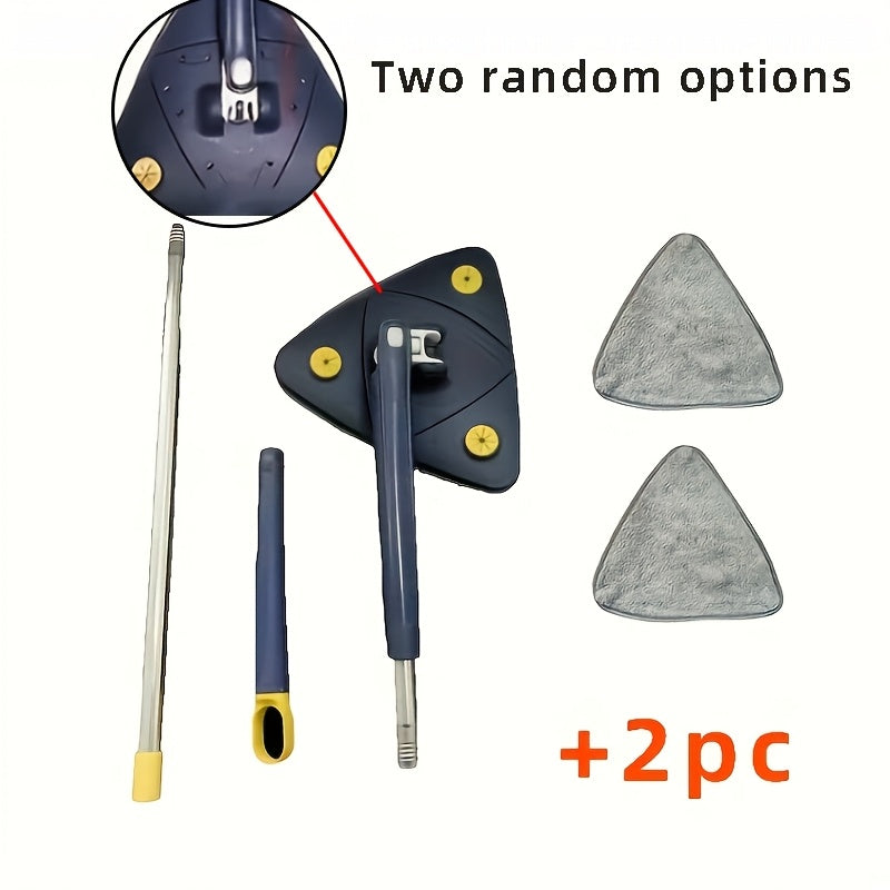 Triangle Spin Mop with Built-In Scraper Compact Blue Yellow Ergonomic