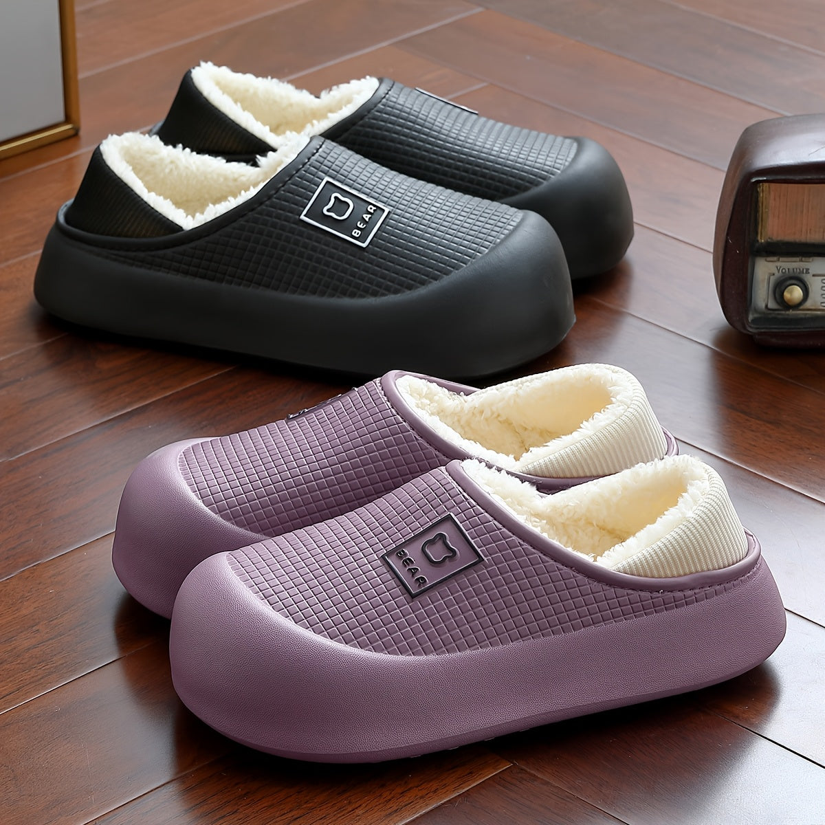 Women’s Slip-On Indoor Outdoor Slippers Cushioned EVA Non-Slip Black White Purple