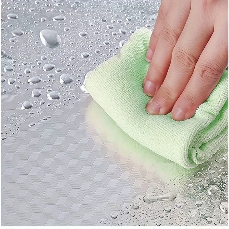 Waterproof Self-Adhesive Wallpaper for Kitchen and Room Decor Heat and Oil Resistant Silver Geometric Pattern