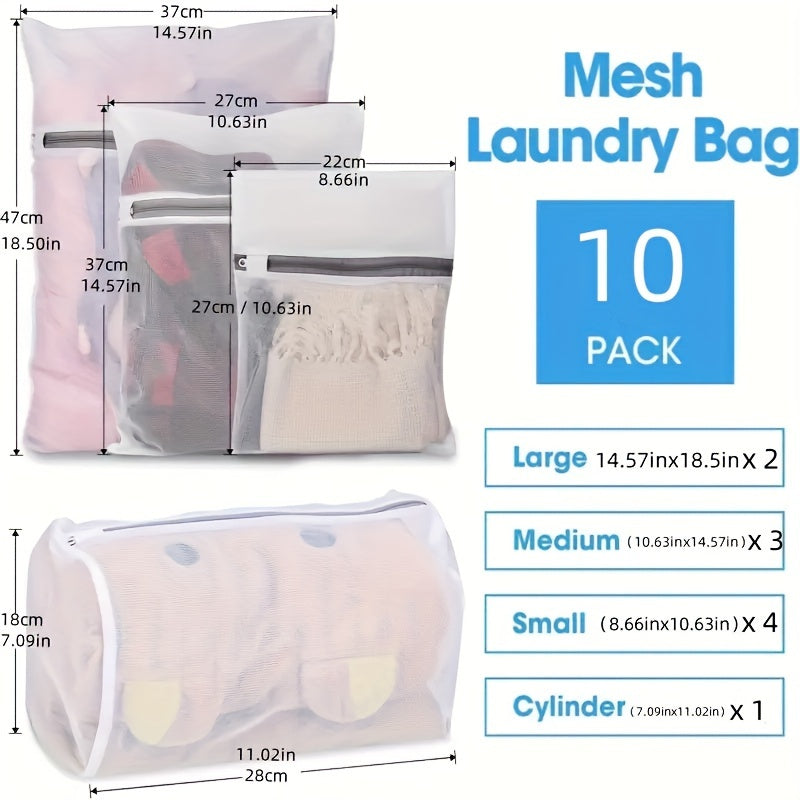 Juego de bolsas de malla para lavandería en varias tamaños 4 6 8 10 12 piezas duraderas con cierre de cremallera para delicados y viajes