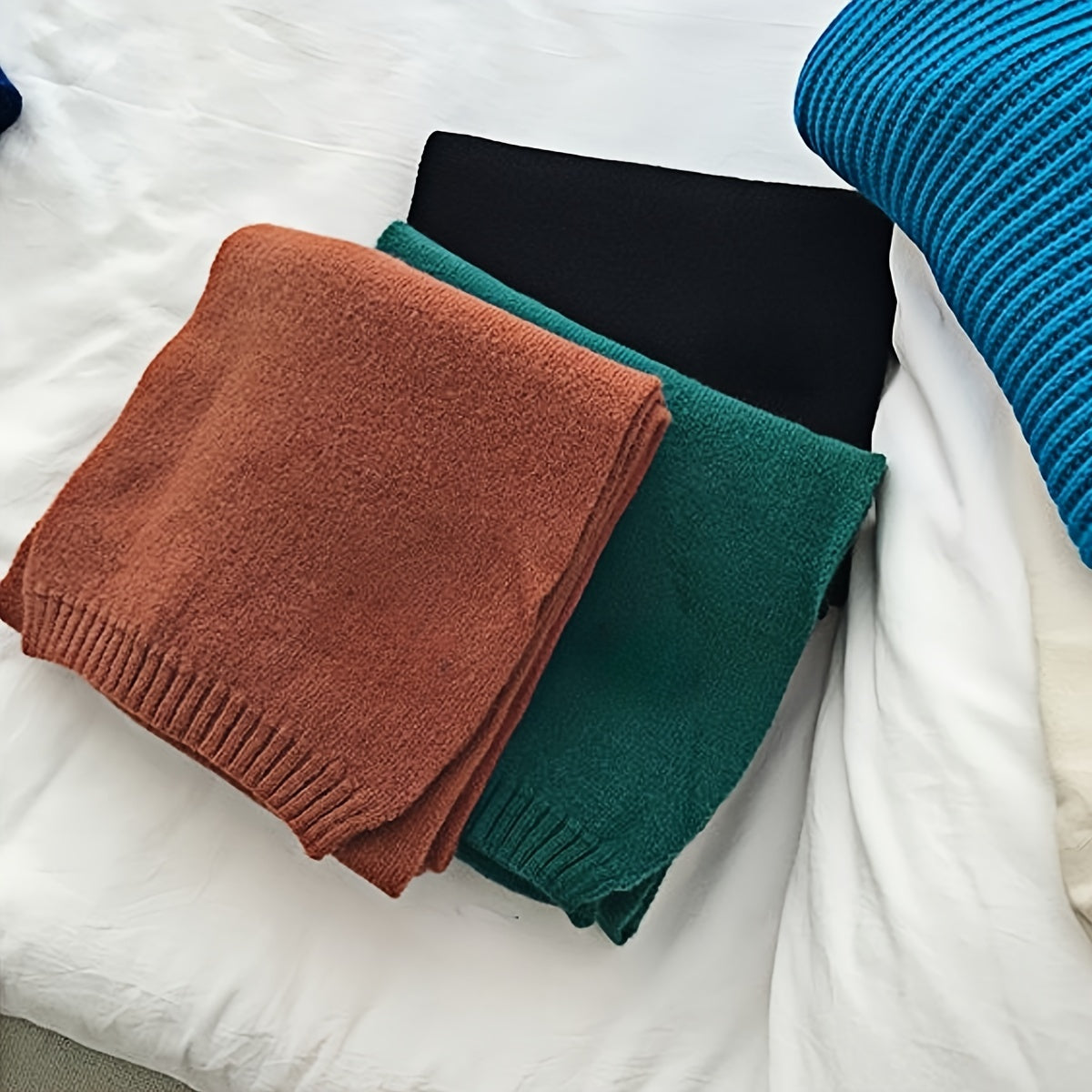 Solid Color Thick Knit Scarf for Fall Winter Warmth and Style