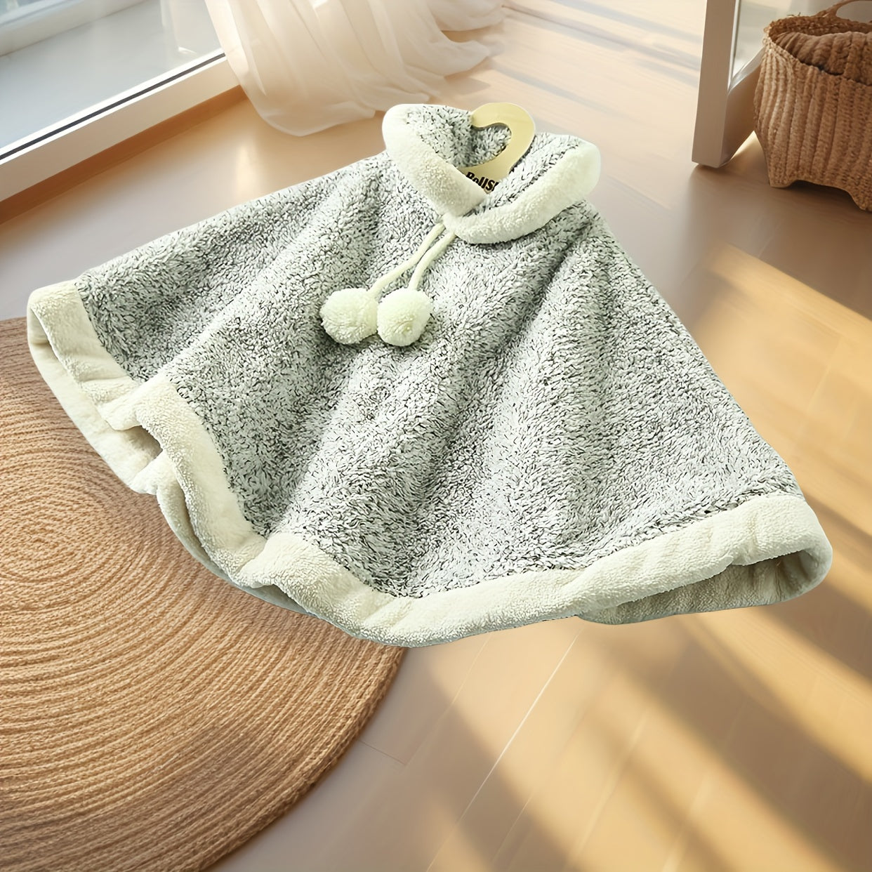 Coral Fleece Hand Towel with Hanger Hook for Kitchen Bathroom Quick Drying