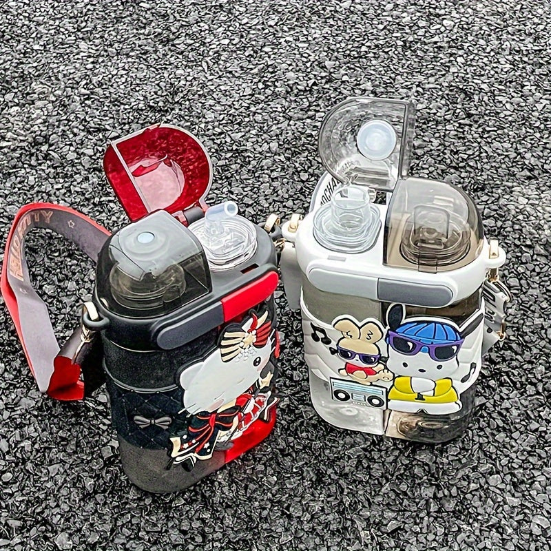 Vaso de plástico para beber de 640ML con correa, botella de agua resistente a altas temperaturas para niños