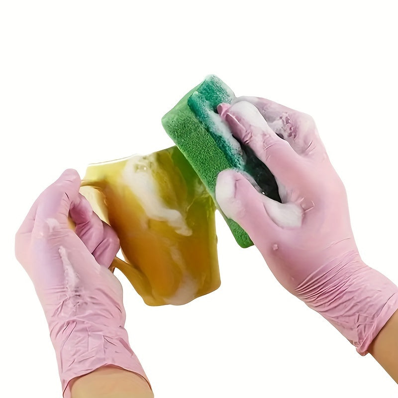 Pushti Yuqori Sifatli Nitril Bir Martalik Qo'lqoplar - 100 ta to'plam | Suv o'tkazmaydigan, mustahkam, oshxona, tozalash, tatuirovka, go'zallik saloni, soch bo'yash, mehmonxona, uy hayvonlariga g'amxo'rlik va uyda foydalanish uchun ideal