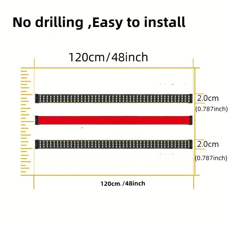 48-Inch Three-Row Tailgate Light Bar Non-Drill Easy Install Without Battery