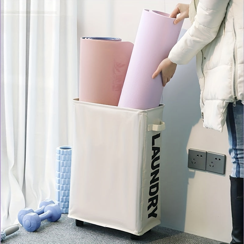 Cesta de ropa sucia delgada con malla a prueba de polvo y tela impermeable para almacenamiento de ropa