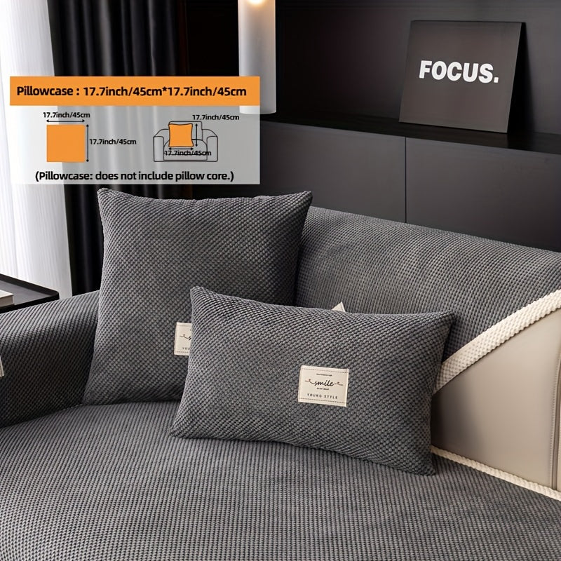 Hozirgi zamonaviy plush divan qopqog'i, barcha fasllar uchun korduroy chekkali