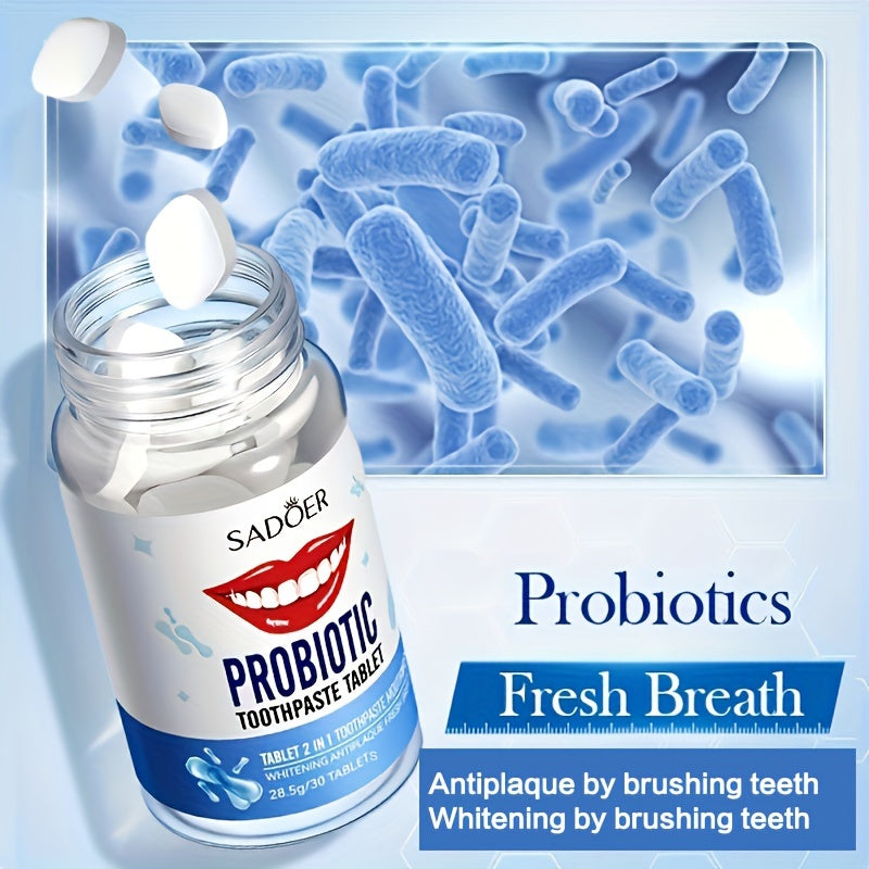 Probiotic Toothpaste Tablets 28.5G Deep Clean Fresh Breath Antiplaque Whitening Pack of 30