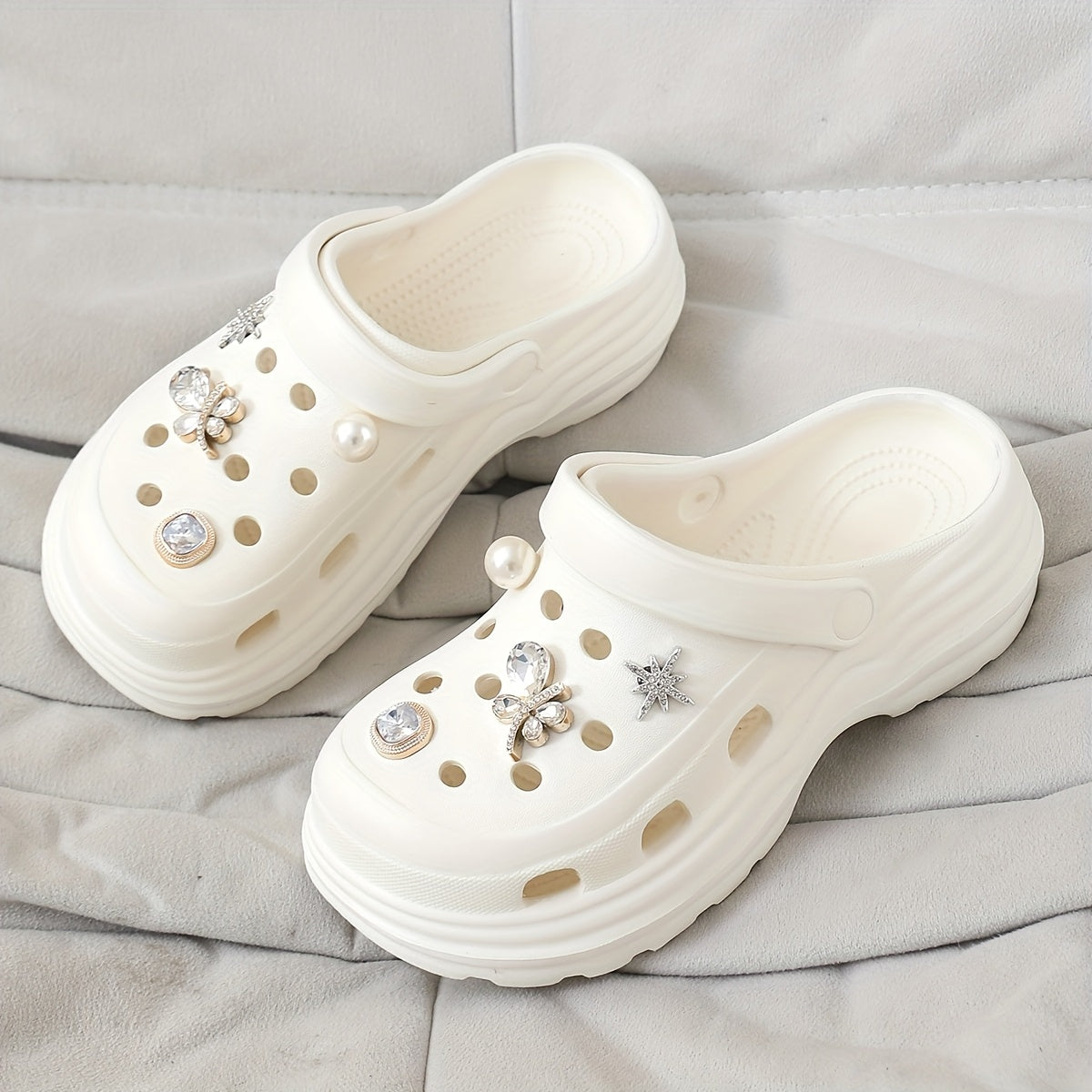 Women's Platform Sandals Non-Slip EVA Cushioned Insole Beige Black White