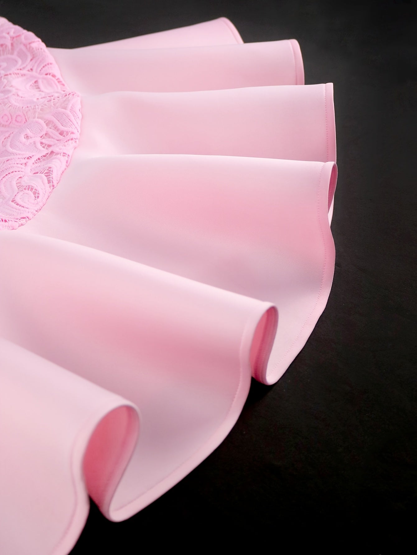 Women's Pink Lace Off-Shoulder Dress Ruffled Hem for Weddings and Parties