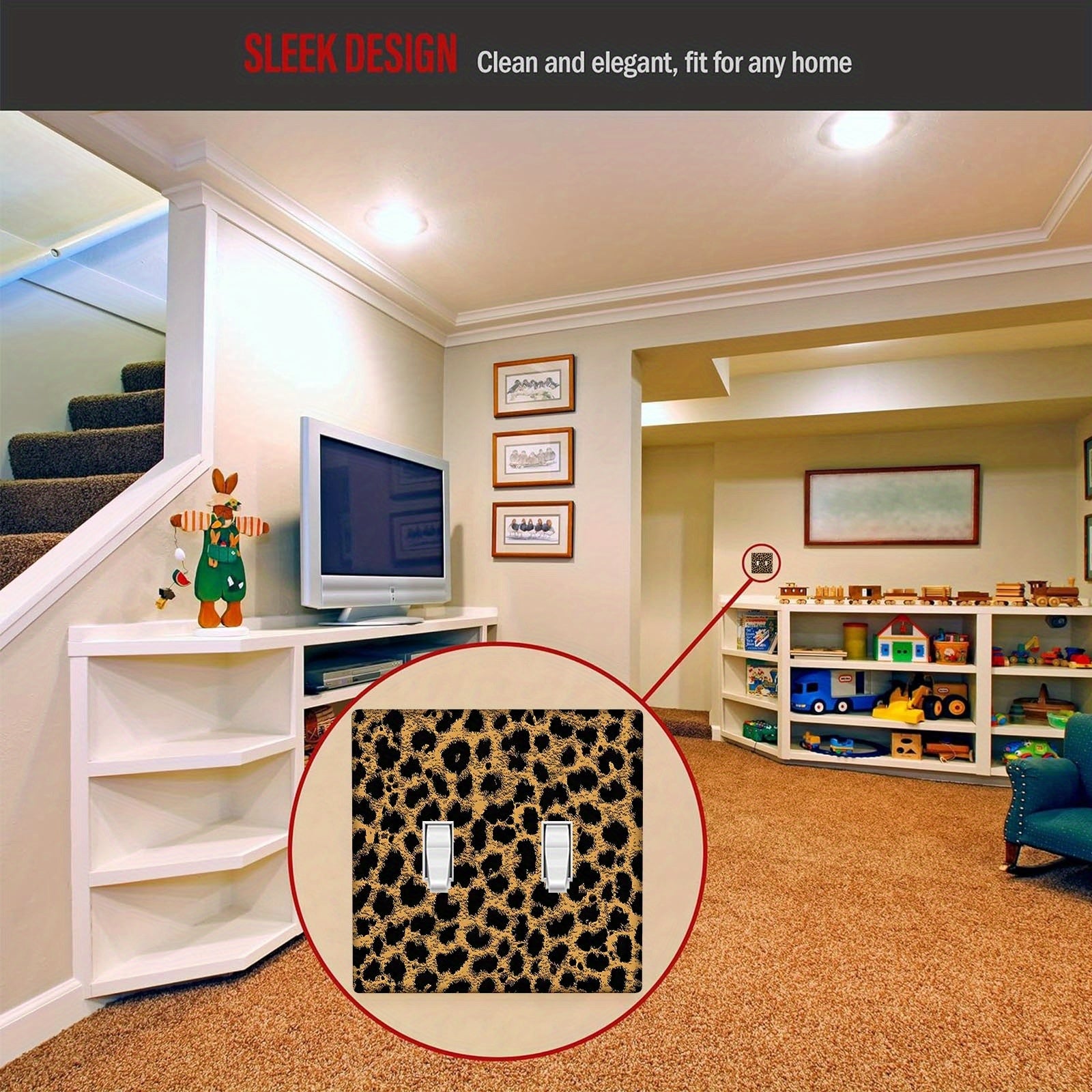 Leopard Print Thermoplastic Light Switch Cover for Indoor Outdoor Use