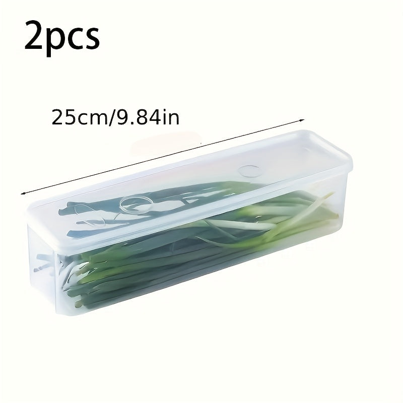 2pcs Clear Plastic Refrigerator Storage Containers Stackable Food Organizers Transparent Kitchen Kitchenware