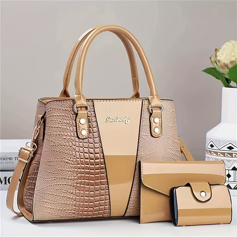 High-End Mom Crossbody Bag with Large Capacity Geometric PU Leather