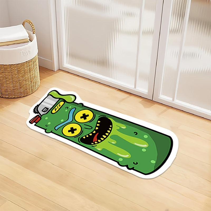 Multfilmli gilamcha, achchiq bodring, yashil, sirgʻalmas, suvga chidamli, pol uchun mato, mehmonxona, yotoqxona, oshxona uchun