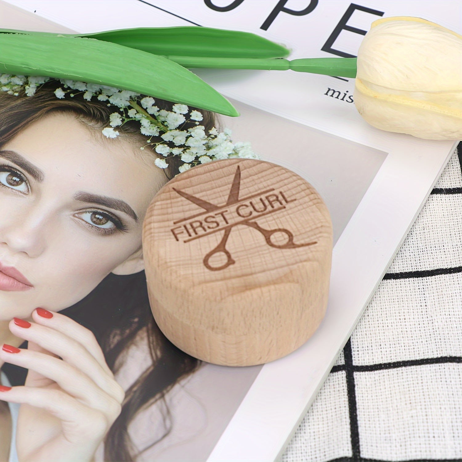 Wooden Memory Box for Kids with Commemorative Storage for Hair and Teeth