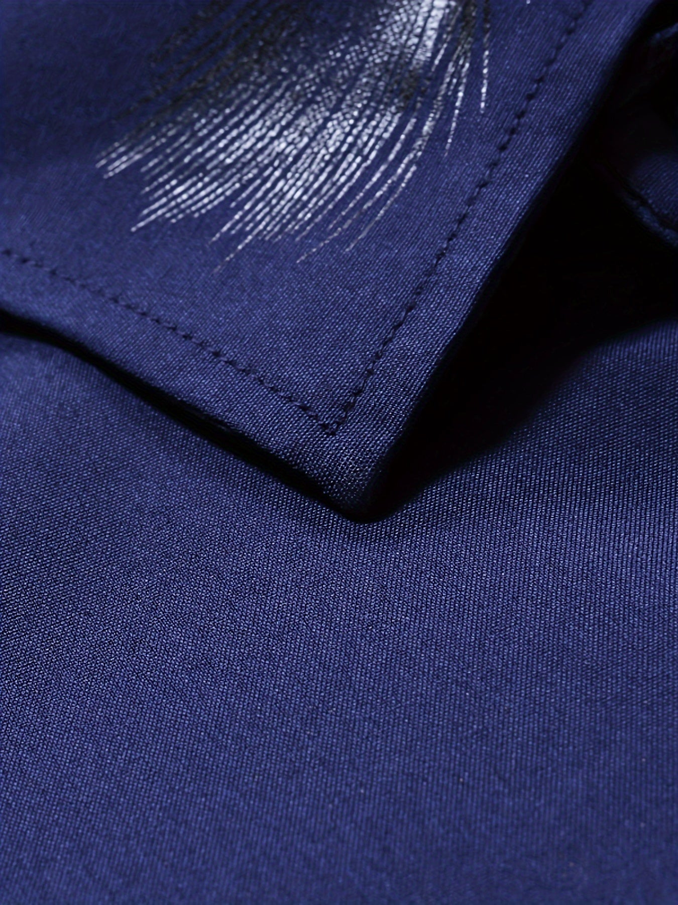 Мужская рубашка с длинным рукавом с золотым перьевым принтом, полиэстер, формальный, тканая, облегающий крой