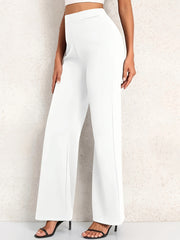 Plus Size Flare Leg Pants High Stretch Polyester Spandex Solid Color All-Season