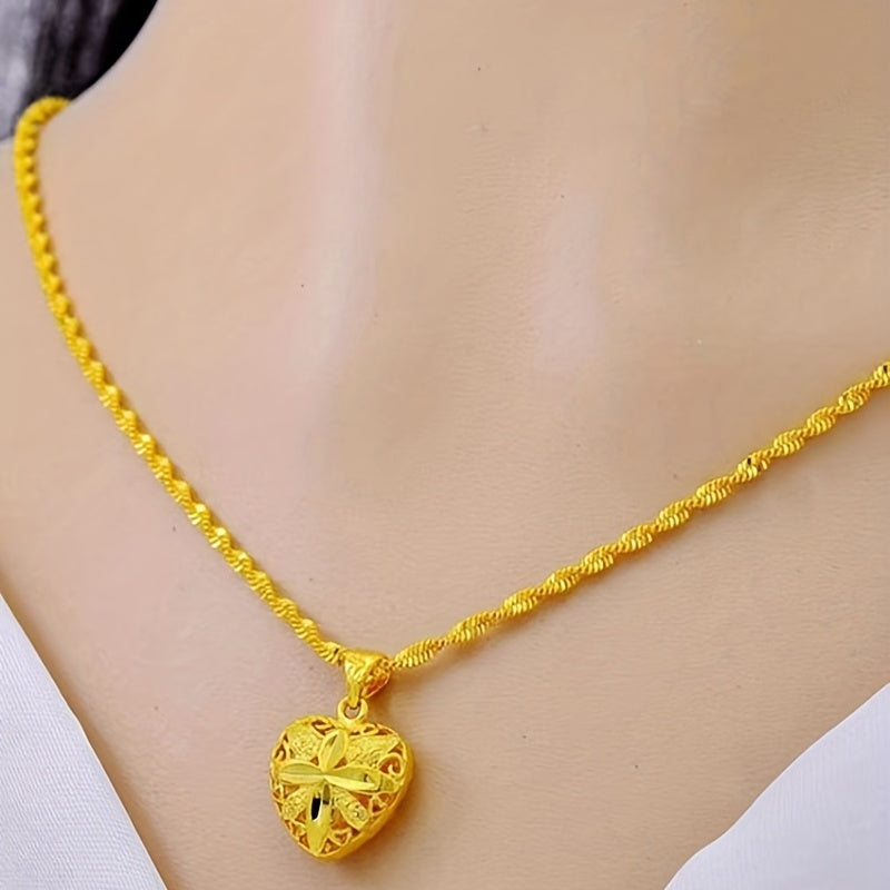 Zarif Yurak Shaklidagi Pendant Marjon, Ayollar Uchun Qo'lda Yasalgan - Bo'sh Dizayn, 18K Oltin Qoplangan, Unga Tug'ilgan Kuni Uchun Ideal Hediye