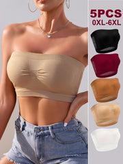 Women’s Seamless Breathable Mesh Tube Tops 5-Pack Solid Colors
