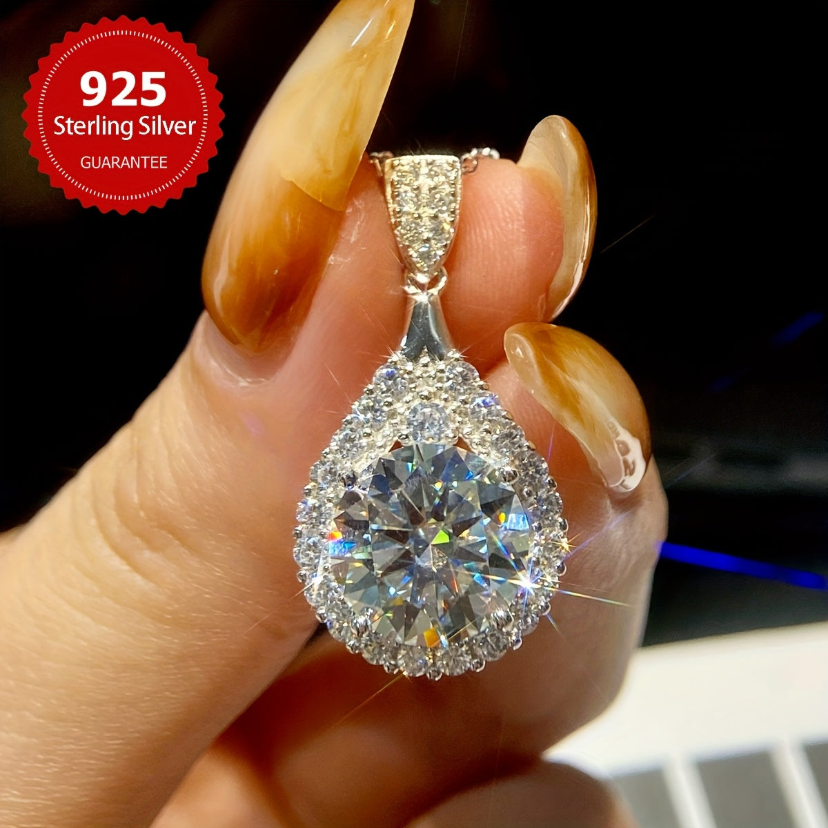 Sterling Silver 5CT Moissanite Necklace Promise Wedding Valentine's Day Jewelry