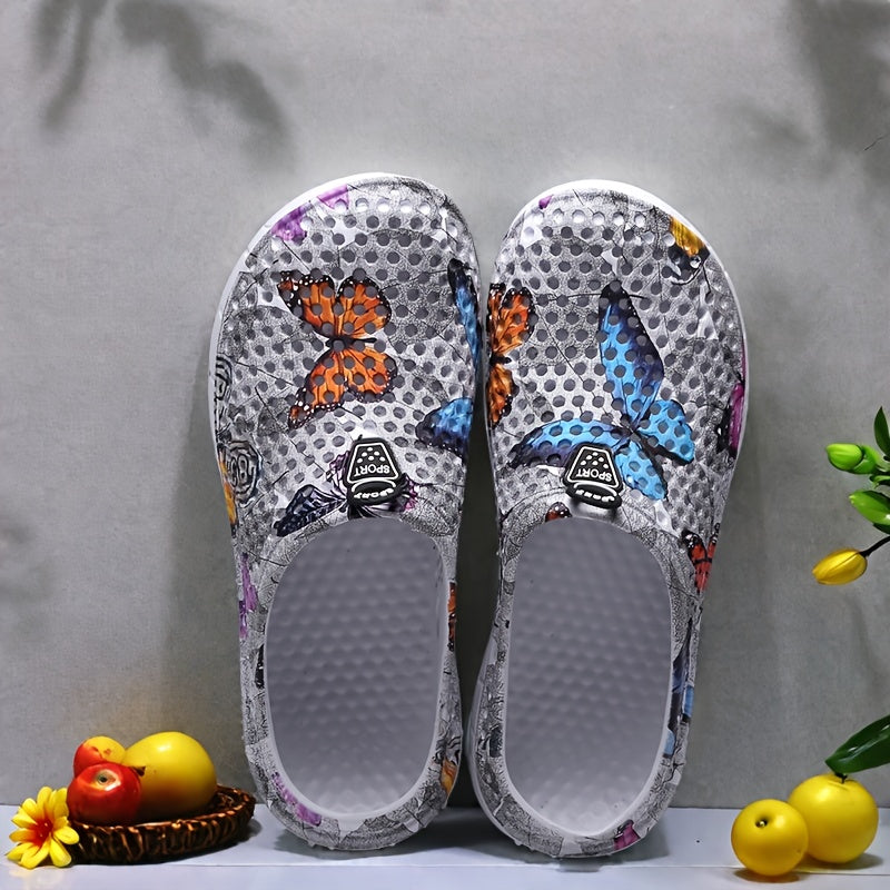 Women’s Butterfly Print Slip-On Sneakers Lightweight EVA Casual Shoes All-Season
