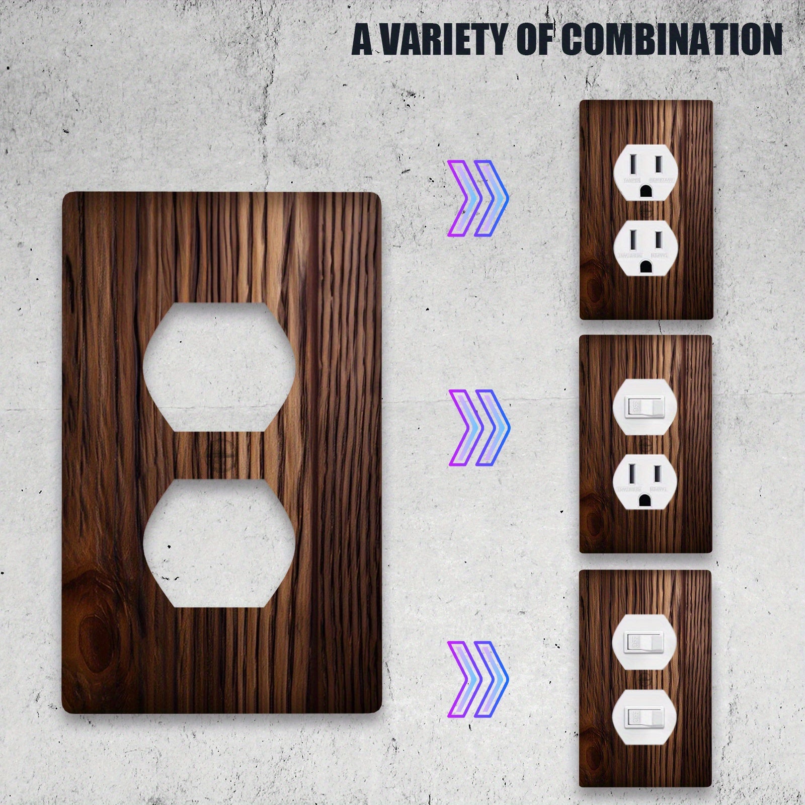 Wood Grain Wall Plate Cover for Light Switches 1-Gang or 2-Gang No Power Needed