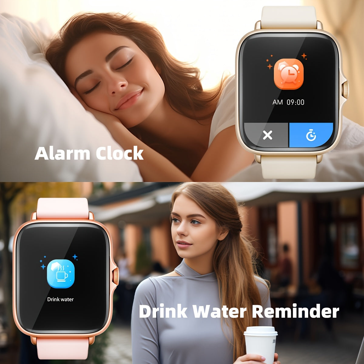 Sports Smart Watch for Men Women 4.65cm Full Touch Screen Sleep Monitoring Pedometer Compatible with iPhone Android